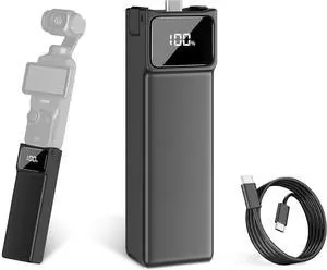 BONAEVER Battery Handle for DJI Osmo Pocket 3 with LED Digital Display Screen,Built-in 5000mAh Battery,22.5W Fast Charging and Reserved 1/4" Thread for DJI osmo Pocket 3 Portable Battery Handle