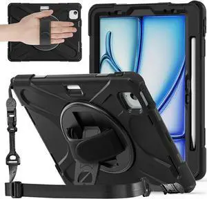 Case for Apple iPad Air 11 inch (M4/M3/M2)/ Air 5th/4th Gen 10.9"/ Pro 11 inch 4th/3rd/2nd/1st Gen, Shockproof Protective Kids Case with Pencil Holder, Rotating Hand Strap & Stand Case for Apple iPad Air 11 inch (M4/M3/M2)/ Air 5th/4th Gen 10.9"/ Pro 11 inch 4th/3rd/2nd/1st Gen, Shockproof Protective Kids Case with Pencil Holder, Rotating Hand Strap & Stand