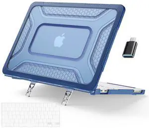 Case for MacBook Neo Case 13 inch 2026 Model A3404 with A18 Pro Chip, 2 in 1 Kit Shockproof Cover Heavy Duty TPU Bumper Hard Case with Foldable Metal Kickstand, Keyboard Skin & Type C Adapter Blue Case for MacBook Neo Case 13 inch 2026 Model A3404 with A18 Pro Chip, 2 in 1 Kit Shockproof Cover Heavy Duty TPU Bumper Hard Case with Foldable Metal Kickstand, Keyboard Skin & Type C Adapter Blue