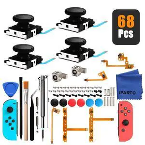 4 Pack Joystick Analog Thumb Stick for Nintendo Switch Joy Con Controller Joycon Repair Kit with Flex Cable Screws Springs Thumbstick Grips Repair Tools 4 Pack Joystick Analog Thumb Stick for Nintendo Switch Joy Con Controller Joycon Repair Kit with Flex Cable Screws Springs Thumbstick Grips Repair Tools