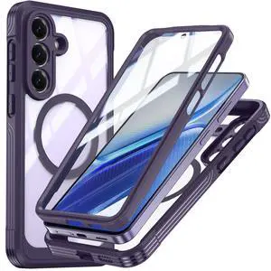 Magnetic Case for Samsung Galaxy S26 FE, Compatible MagSafe, Galaxy S26 FE Magnetic Cover Built-in Transparent Screen Protector and Camera Protection, Full Body Case for Samsung S26 FE Purple Magnetic Case for Samsung Galaxy S26 FE, Compatible MagSafe, Galaxy S26 FE Magnetic Cover Built-in Transparent Screen Protector and Camera Protection, Full Body Case for Samsung S26 FE Purple