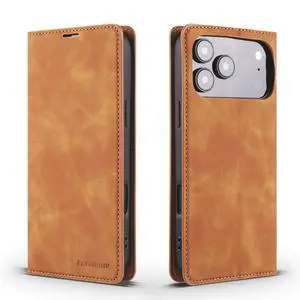 Case for iPhone 18 Pro / iPhone 17 Pro, Premium PU Leather Phone Cover with Card Holder Stand, Shockproof Flip Wallet Cover Brown Case for iPhone 18 Pro / iPhone 17 Pro, Premium PU Leather Phone Cover with Card Holder Stand, Shockproof Flip Wallet Cover Brown