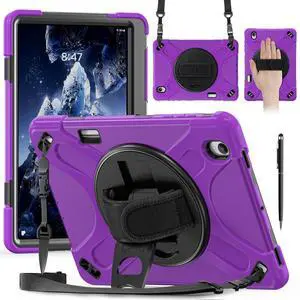 Case for Samsung Galaxy Tab S12 Plus 12.4 inch 2026 SM-X840 SM-X846N SM-X848U SM-X846B SM-X846E Shockproof Cover with Rotating Stand/Shoulder Strap/Universal Stylus Pen Purple Case for Samsung Galaxy Tab S12 Plus 12.4 inch 2026 SM-X840 SM-X846N SM-X848U SM-X846B SM-X846E Shockproof Cover with Rotating Stand/Shoulder Strap/Universal Stylus Pen Purple
