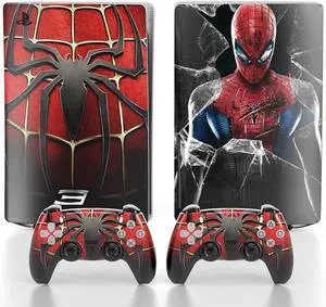 Skin for PS5 Disc Edition Game Console and Controller Skin Cover Sticker Set, Spider-man Themed, Scratch Resistant, Water & Dust Resistant Vinyl Skin Skin for PS5 Disc Edition Game Console and Controller Skin Cover Sticker Set, Spider-man Themed, Scratch Resistant, Water & Dust Resistant Vinyl Skin