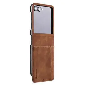 Case for Samsung Galaxy Z Flip 8 Premium PU Leather Phone Cover with Card Holder Stand, Shockproof Flip Wallet Cover Brown Case for Samsung Galaxy Z Flip 8 Premium PU Leather Phone Cover with Card Holder Stand, Shockproof Flip Wallet Cover Brown