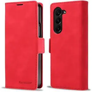 Case for Samsung Galaxy Z Fold 8 Ultra Premium PU Leather Phone Cover with Card Holder Stand, Shockproof Flip Wallet Cover Red Case for Samsung Galaxy Z Fold 8 Ultra Premium PU Leather Phone Cover with Card Holder Stand, Shockproof Flip Wallet Cover Red