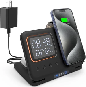 3 in 1 Foldable Wireless Charger Charging Station with Clock, Charger for iPhone 18 17 16 15 14 Pro Max 13 / Apple Watch 9 8 7 6 5 4 3 SE / Airpods 3 2 Pro 3 in 1 Foldable Wireless Charger Charging Station with Clock, Charger for iPhone 18 17 16 15 14 Pro Max 13 / Apple Watch 9 8 7 6 5 4 3 SE / Airpods 3 2 Pro