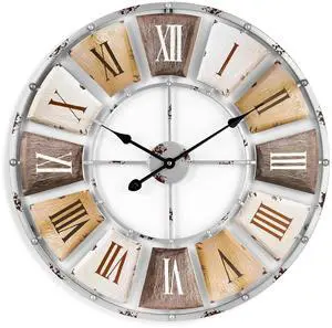 ZRQarq Decorative Large 24-Inch Wall Clock for Living Room, Vintage Industrial Modern Rustic Farmhouse , Oversized Numeral Clock, Modern Wall Clock, Ideal Room Decor