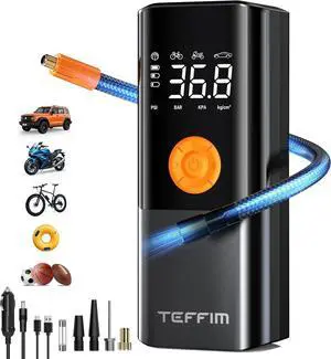 Tire Inflator Portable Air Compressor, 150PSI20000mAh Battery Pump for Car Tires, 6X Inflate Motorcycle Balls Bike Pump,12DC with LED Light, Auto shut-off -