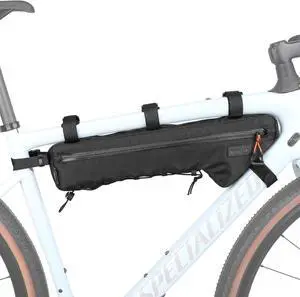 Bicycle Front Frame Bag Bike Under Top Tube Triangle Waterproof 2.4L Cycling Accessories Nylon Pack Pouch for MTB Road Commuting and Outdoor Adventures  Black