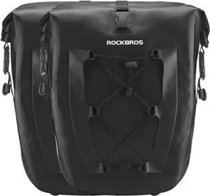 Bike Panniers Waterproof Rear Rack Bag Max 30L Large Capacity for Cycling Traveling Commuting  Black*2