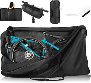 Bike Travel Bag,Heavy Duty 840D Transport Bicycle Storage Carry Bag with Strong Webbing,Portable Folding Cycling and Bags Suitcase Waterproof for Airplane Shipping Black  55.11×31.49×10.23 inch