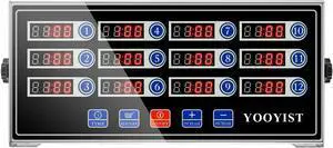 Commercial Kitchen Timers 12 Channel Stainless Steel LED Digital Timer Reminder Function, Loud Alarm, Black -