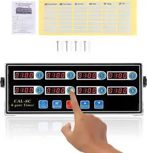 8-Channel Digital Kitchen Timer Commercial Cooking Fryer Reminder Loud Ring Alarm Stainless Steel Adjustable Volume Black -