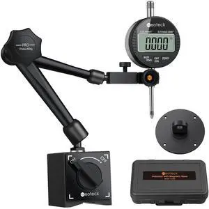 Digital Dial Indicator Gauge and Magnetic Base Set with Storage Case 0-1 inch/25.4mm,0.01mm/0.0005" Inch/Metric Conversion Measuring Tool for 3D Printer Lathe Workshop CNC Machine-Black  Black