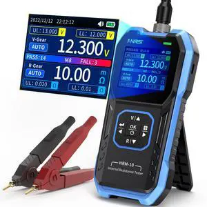HRM-10 Voltage Internal Resistance Battery TesterBattery Meter for Types of Batteries, Car Tester, AAA AA Battery, 100V 200, Digital Analyzer Household Automotive Black -