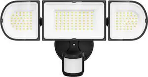 150W Motion Sensor Lights Outdoor for Outside, 15000LM LED Flood Wired Dusk to Dawn, Exterior Security Floodlight Fixture Waterproof IP65, Lighting House, Garage  Black -