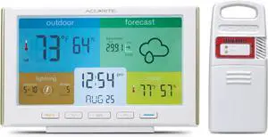 Weather Station Forecaster for Indoor/Outdoor Temperature and Humidity Lightning Detection with Built-in Barometer (01071), White -