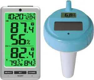 WS-25 Wireless 8-Channel Floating Pool and Spa Thermometer with Indoor Temperature Humidity -