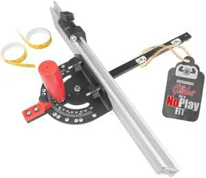 Miter Gauge 2000 SE HDF NoPlay Expandable Glides Steel Bar for 3/4 x 3/8 Inches, Slot UHMW Slick Base Pad, Protractor Style Head 13 Positive Stops, Aluminum Dual 45 Degree -  & Fence