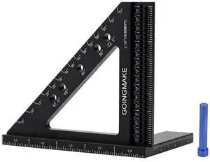 4 in 1 Carpenter Square x 5 Inch Precision Hole Position Scribing Ruler 3D Woodworking Multi Angle Measuring with Quick Pin 0-90 Degree Protractor Layout Tool  Black -