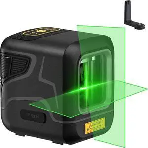 D2 Pocket Green Laser Level, 100 ft Self-Leveling Cross Line Laser, Type-C Rechargeable, Rotatable 360 Degree, Pulse Mode, Magnetic Bracket, Carrying Pouch, for Picture Hanging and Home DIY  Black -
