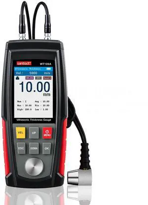 Digital Ultrasonic Thickness Gauge, Range 0.039 to 8.85 in with Probe for Measuring Metal and Nonmetal Materials, Steel, Cylinder Wall, Plastic, Glass, PVC, Pipes -