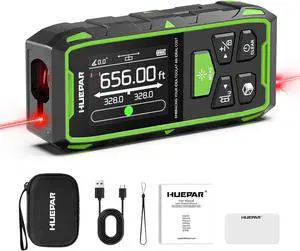 656ft/200M Dual Laser Distance Measuring Tool,  Professional Rechargeable Digital Room Measure Devices, Bilateral Metro Measurement Tool with Angle Sensor, Magnetic Back Red 656FT