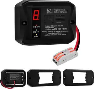 RV Propane Gas Detector, Carbon Monoxide and Detectors, 12V DC, 3 Brackets Compatible with All Other Brands, Flush & Surface Mount, Black Color -
