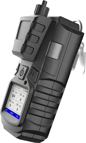 Gas Detector with Pump, 4 Monitor Multi CO EX O2 H2S Monitor, 3000mAh Rechargeable Calibration Kit, Portable LCD Display Clip Sewer Meter Black -