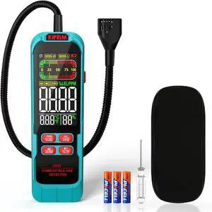 Gas Leak Detector with Extended 15.7-Inch Gooseneck,PPM or%LEL Real-Time Concentration Display Portable Natural Tester Audible & Visual Alarm for Home and RV GD02 -