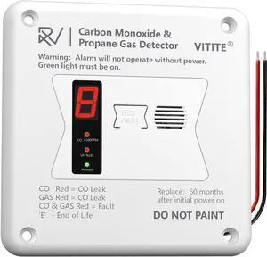 RV Carbon Monoxide & Propane Detector, Replacement for Gas Detector #31011, 2 in 1 Dual CO/LP Alarm, Hardwired - VDC 12V, Flush Mount, White
