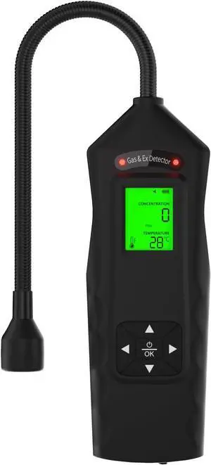 Combustible Gas Leak Detector - Rechargeable Detector, Natural with 17-inch Probe for Checking Leaks of Gas, Propane, Methane, Butane and Other Gases Black color