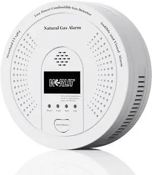 Explosion-Proof Natural Gas Detector Alarm - Ultra-Sensitive CH4/Propane Leak Alert with 85dB Siren & Strobe Light, 10-Second Response Battery Methane Monitor for Home RV Include White