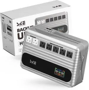 SKE UPS 850VA/480W Battery Backup & Surge Protector for Conmputer,Vertical and Horizontal Placement Uninterruptible Power Supply Orion HL850  White -