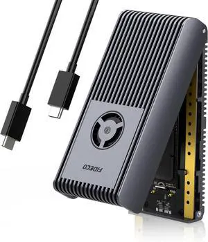 40Gbps M.2 NVMe Enclosure, USB4 SSD Enclosure for M1 M2 Pro/Max with Cooling Fan, Compatible Thunderbolt 4/3, USB4/3.2/3.1/3.0, Full Aluminum Alloy Body, Sandwich Style Design Silver -