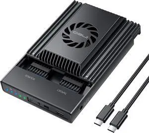 Dual-Bay NVMe Clone Docking Built with Cooling Fan (Support Offline Duplicator) [2608] Black -