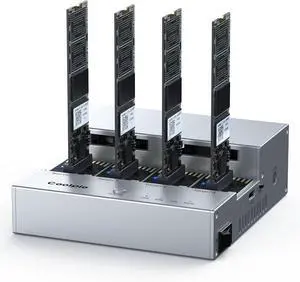4-Bay M.2 NVME Cloner,  CR510 20Gbps NVMe Enclosure for SSD Offline Clone& Read Write, Tool Free Cloner with Cooling Fans, Supports Size 2230/2242/2260/2280/22110 Silver -