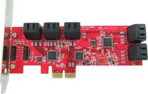 PEX10-SAT 10 Port SATA 6G PCI Express Host Adapter Card - AHCI 6 Gbps III Low Profile PCIe 2.0 Expansion