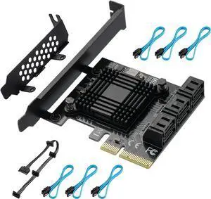 PCIE to SATA 3.0 Card 6 Ports,PCIE III 6Gbps Expansion Card,ASM1166 Chips  6SATA-4X -
