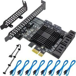 PCIe 8-Port SATA Controller Card (6 Gbps, Compatible with Windows, MAC, Linux) 8 Cables and Low Profile Bracket  PCIE port -