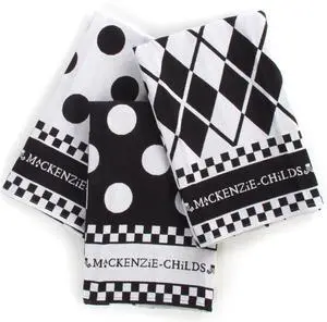 Cotton Dish Towel, Cute Decorative Kitchen Towel for Cleaning and Home Decor, Set of 3, Black-and-White Dot  Black & White 3-Pack
