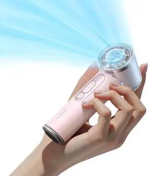 COOLiFY iva Handheld Fan with Ice Cooler, [Chill by 50F] 0-100 Speed, Super Mini Powerful Portable Fan, 5000mAh Rechargeable Hand Held, Travel Essentials, Gifts for Dad Husband, Pink  -
