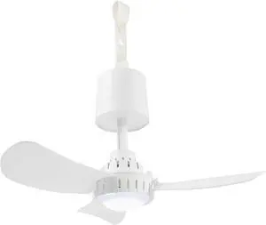 Rechargeable 15 in Canopy Fan Easy to Assemble Portable Ceiling For Your Outdoor Tent and Gazebo, Remote Control, 2 Speed Setting with LED Lighting No Tools Required White -