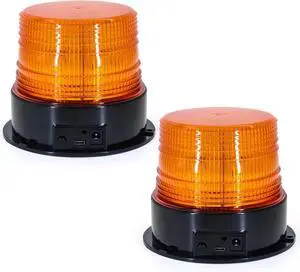 2PCS Magnetic Wireless Strobe Lights, Rechargeable Emergency Flashing Warning Battery Operated Beacon Light for Vehicle, forklifts,Tractors,Golf carts,UTVs,Cars,Buses  -