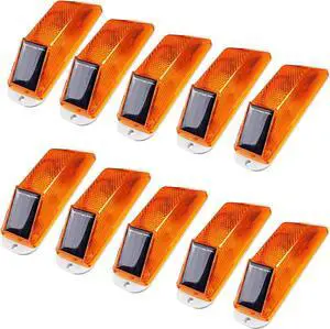 Solar Strobe Warning Light: Sensitive LED Lamp Super Bright IP65 Waterproof Wireless Light Control for Construction Traffic Balusters Driveways Bridge Dock Marine (Yellow, 12-PCS)  Yellow 12PCS -