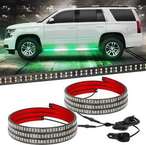 2PCS 60 inch Green White Emergency Lights Strip 720 LED Running Board Strobe Flashing Warning Safety First Responder for Firefighter Vehicles POV Fire Trucks Pickup SUV  Green/White -
