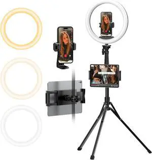 12" Ring Light with 74" Extendable Tripod Stand & iPad, Phone Holder, LED Circle Phone,Tablet Holder for Video Recording, Photography, Live Stream, Makeup, Webcam, TikTok, YouTube -