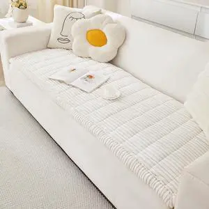 Couch Cover for Dogs Washable, Fuzzy Pet Covers 3 Cushion Sofa Friendly, Non Slip (White, 27.6" x 70.9")  White 70.9"