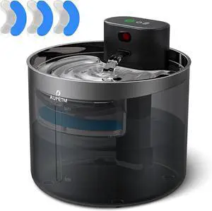 Cat Water Fountain Stainless Steel, Wireless Fountains for Drinking Ultra-Quiet Waterless Pump Design with Motion Sensor, 5000mAh Battery Operated, 3.5L/119oz Cats Dogs Black -